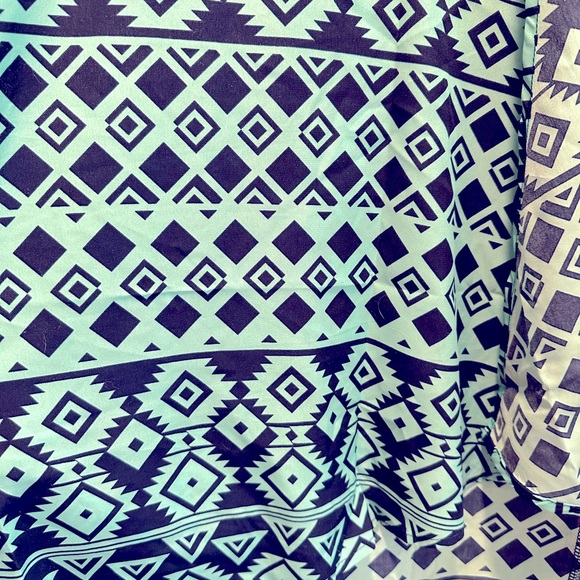 LulaRoe Duster Shirley cardigan blue/green geometric - Picture 2 of 3